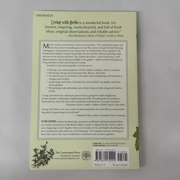 Living with Herbs by Jo Ann Gardner 2014 Paperback