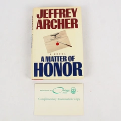 A Matter of Honor by Jeffrey Archer 1986 Hardcover Novel Fiction Book