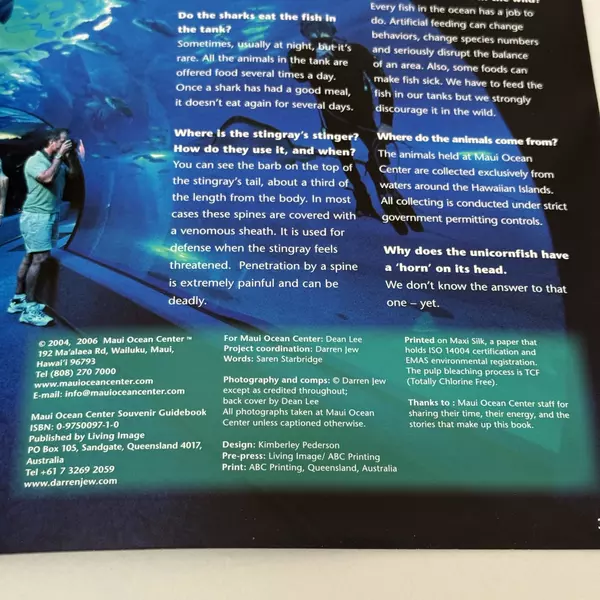 Maui Ocean Center Souvenir Guidebook 2006 Paperback