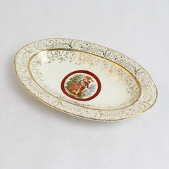 Vintage Oval Porcelain Serving Bowl by MACO 5" x 8.25" 22Kt Plated Trim