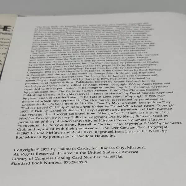 The Sea: A Photographic Voyage 1971 Hardcover