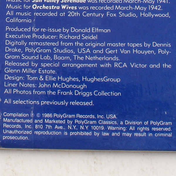 Glenn Miller In Hollywood Vinyl LP Soundtracks 1986 Pre-Owned As-Is