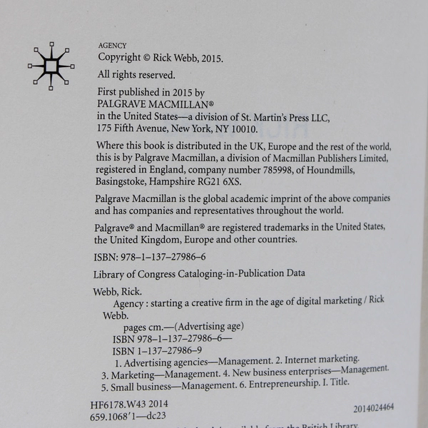 Agency by Rick Webb Nonfiction Book Starting a Creative Firm Digital Marketing