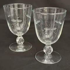 Set Of 2 Libbey Starglow Cut Crystal Water Goblets 5.5 Inch
