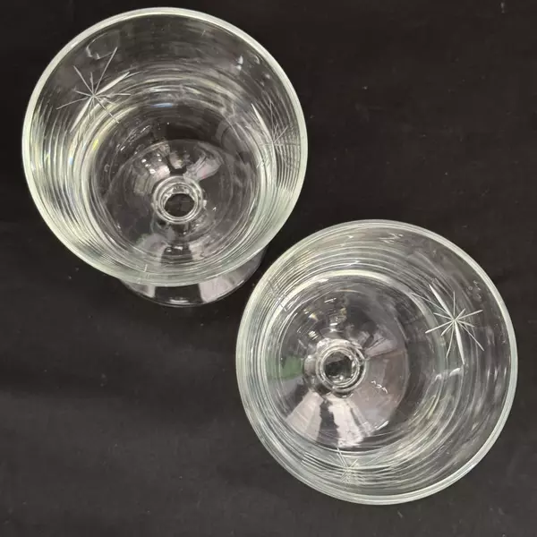 Set Of 2 Libbey Starglow Cut Crystal Water Goblets 5.5 Inch