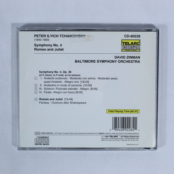 Tchaikovsky Symphony No. 4 & Romeo and Juliet CD - David Zinman, 1990