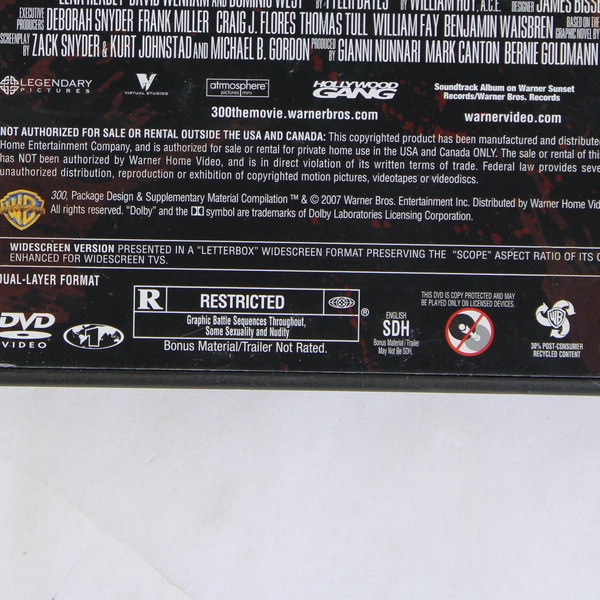 300 DVD Movie Widescreen Gerard Butler Action Adventure Film