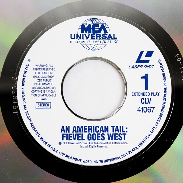 Vintage An American Tail Fievel Goes West Laserdisc 1992 MCA Universal