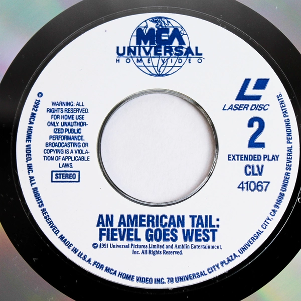 Vintage An American Tail Fievel Goes West Laserdisc 1992 MCA Universal