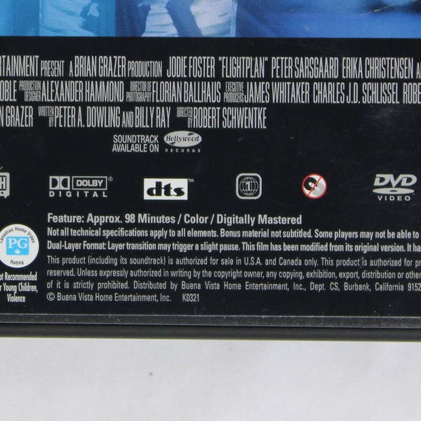 Flightplan DVD Movie Jodie Foster Full Screen Thriller Drama