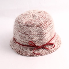 Scala 100% Polyester Bucket Hat Raspberry/White Bow 1920s Style One Size