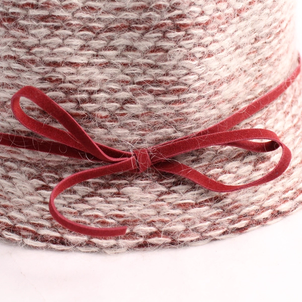 Scala 100% Polyester Bucket Hat Raspberry/White Bow 1920s Style One Size