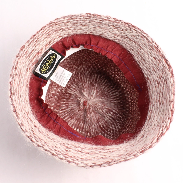 Scala 100% Polyester Bucket Hat Raspberry/White Bow 1920s Style One Size