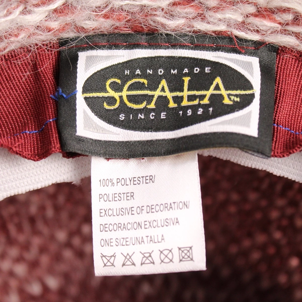 Scala 100% Polyester Bucket Hat Raspberry/White Bow 1920s Style One Size