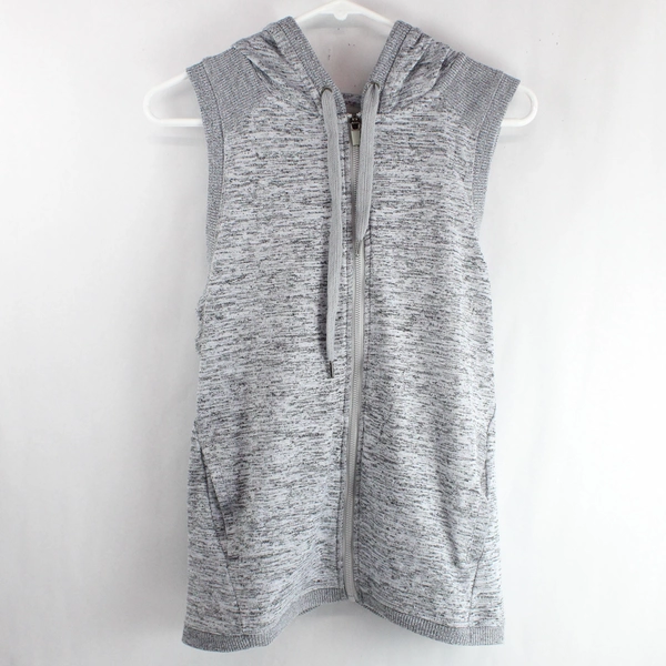 90 Degree by Reflex Gray Full-Zip Hooded Vest Women's Size Small