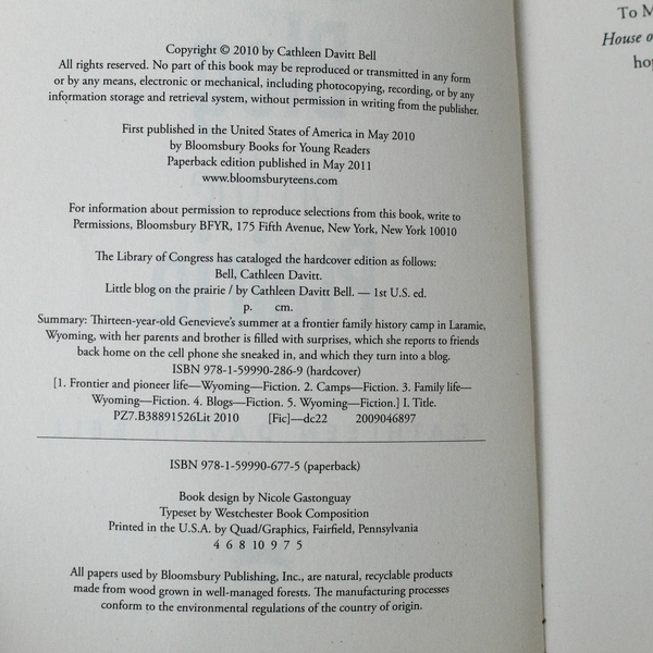 Lot of 3 Little Blog on the Prairie by Cathleen Davitt Bell PB Pre-owned