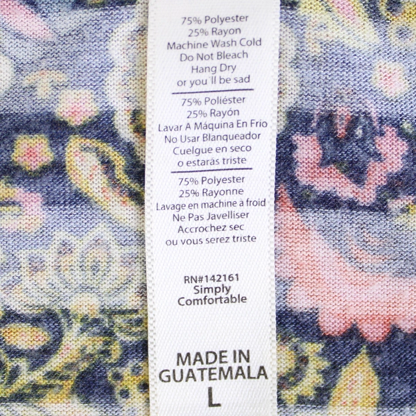 LuLaroe Large Women's Purple Floral Design Short Sleeve T Shirt