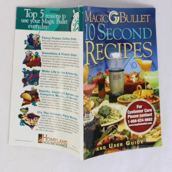Magic Bullet 10 Second Recipes Cookbook & User Guide Book