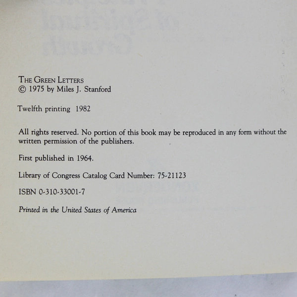 The Green Letters Principles of Spiritual Growth by Miles J. Stanford Book 1982