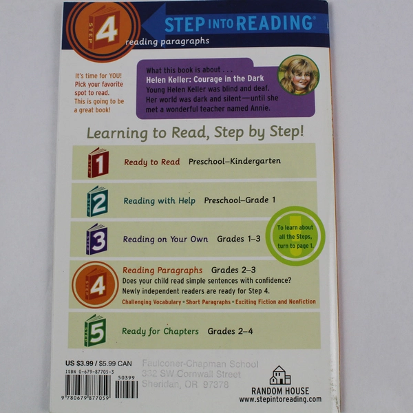 Lot of 4 Helen Keller Step Into Reading Books - Courage in the Dark 1997