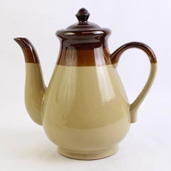 Unbranded Medium Ceramic Coffeepot with Lid Tri-Color Glaze