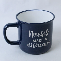 Eccolo World Traveler Nurses Make a Difference Mug Blue White 4" Tall
