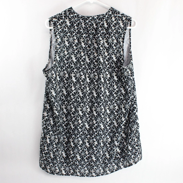 Simply Noelle Black White Salmon Floral Sleeveless Blouse Women's L/XL 12-14