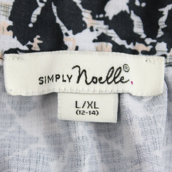 Simply Noelle Black White Salmon Floral Sleeveless Blouse Women's L/XL 12-14