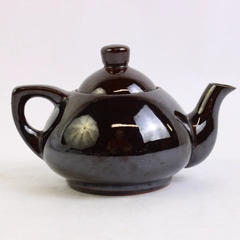 Ming Tea Company Small Round Teapot with Lid, Brown Japan Epi Curio No. 112