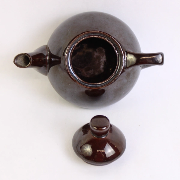 Ming Tea Company Small Round Teapot with Lid, Brown Japan Epi Curio No. 112