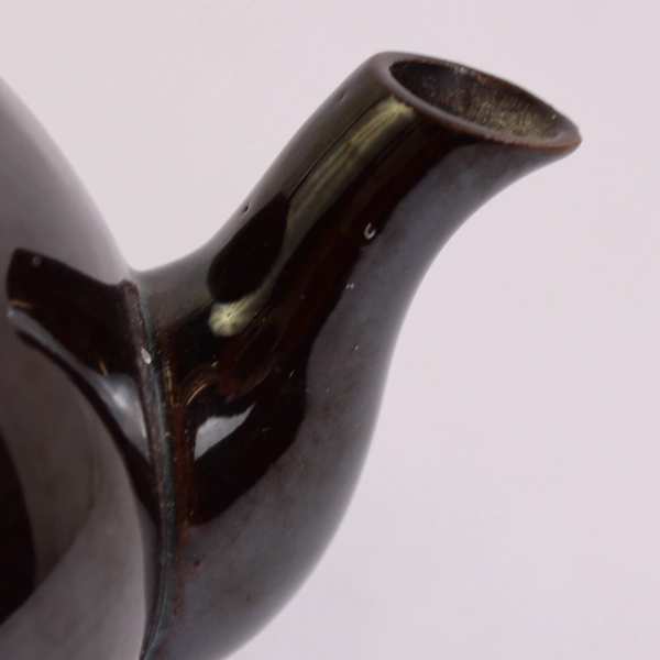 Ming Tea Company Small Round Teapot with Lid, Brown Japan Epi Curio No. 112