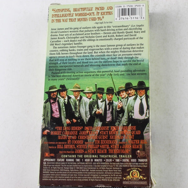 The Long Riders VHS 1998 Western Legends - Pre-Owned As-Is, Untested
