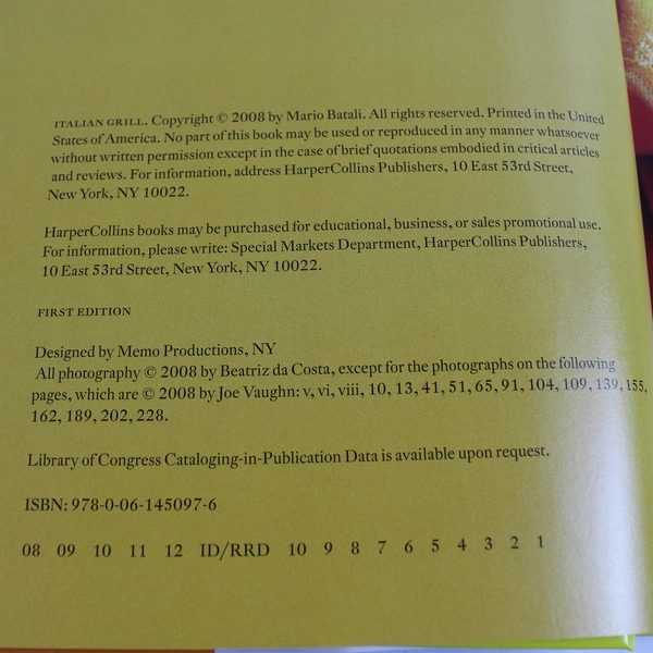 Italian Grill by Mario Batali 2008 HarperCollins Publisher HC