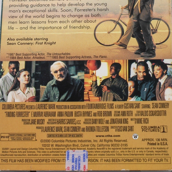 Finding Forrester VHS 2000 Sean Connery Rob Brown Columbia Pictures Pre-Owned