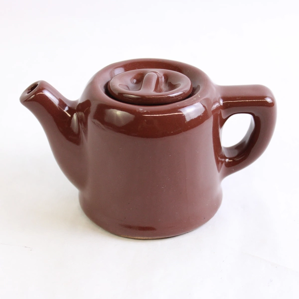 Unbranded Small Glossy Brown Teapot with Lid 