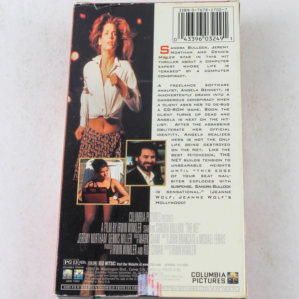 The Net VHS 1999 Sandra Bullock Box Office Hits - As Is, Pre-Owned, Untested
