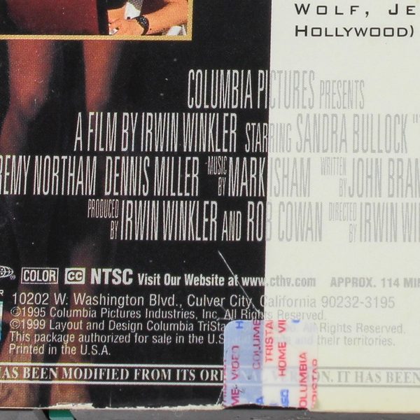 The Net VHS 1999 Sandra Bullock Box Office Hits - As Is, Pre-Owned, Untested