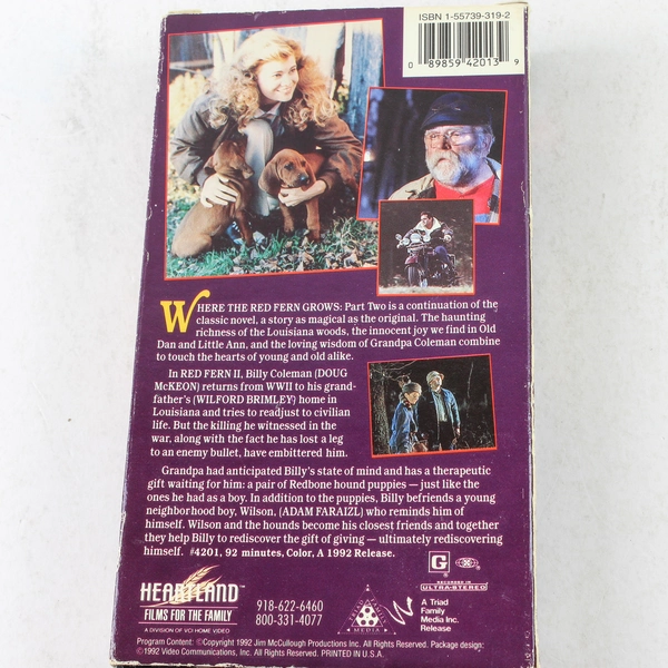 Where the Red Fern Grows Part 2 VHS 1992 Wilford Brimley Family Movie