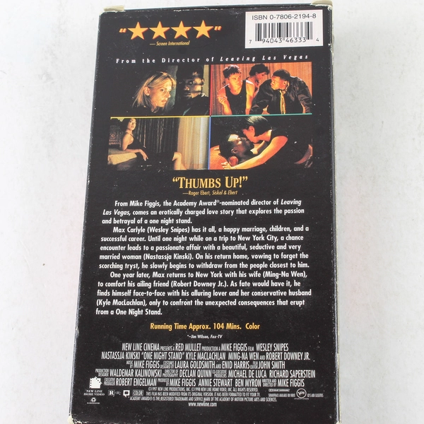 One Night Stand VHS 1997 Wesley Snipes Robert Downey Jr. Pre-Owned