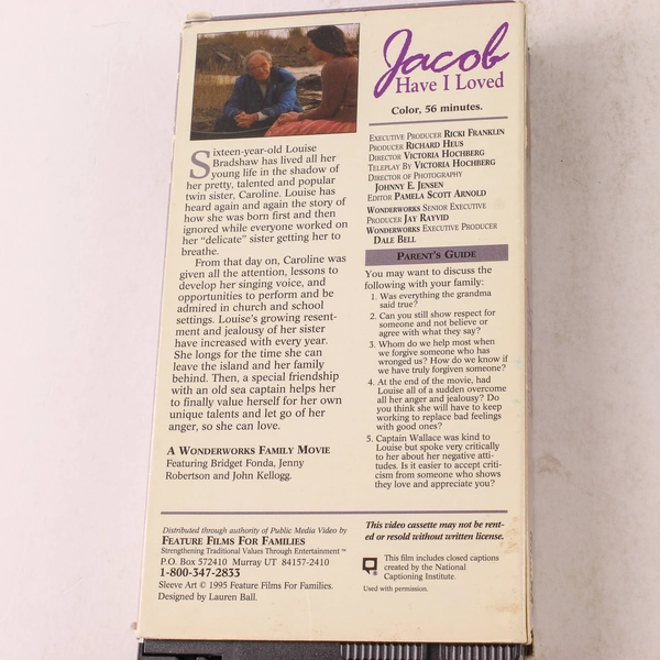 Jacob Have I Loved VHS 1995 Feature Films for Families - Pre-Owned, As Is