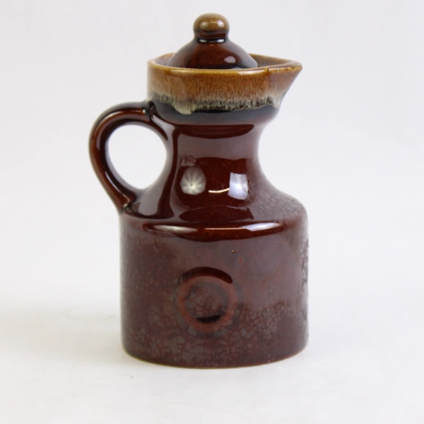 Small Brown Drip Glaze Oil or Vinegar Bottle with Lid Made in Taiwan