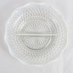 Vintage Fenton Moonstone Opalescent Hobnail Divided Glass Trinket Candy Dish