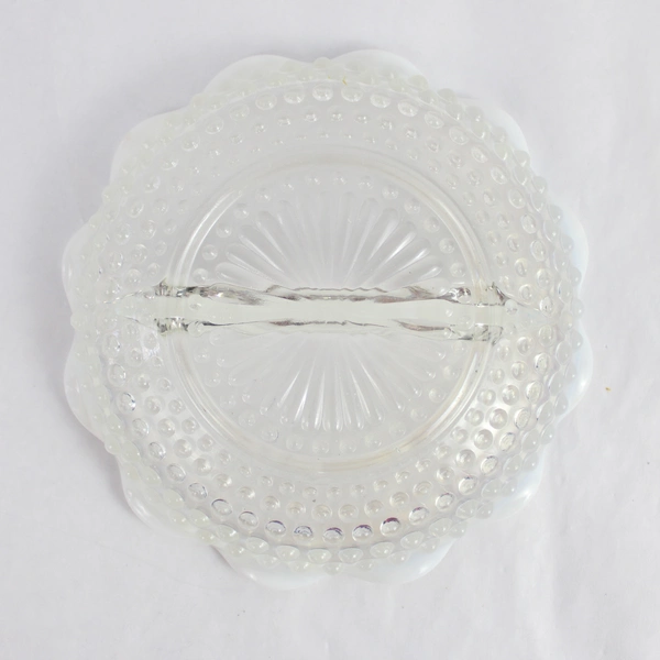 Vintage Fenton Moonstone Opalescent Hobnail Divided Glass Trinket Candy Dish