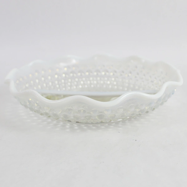 Vintage Fenton Moonstone Opalescent Hobnail Divided Glass Trinket Candy Dish