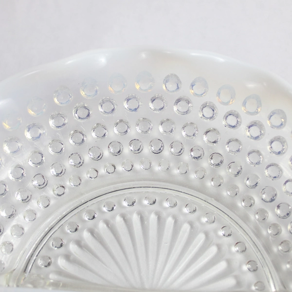 Vintage Fenton Moonstone Opalescent Hobnail Divided Glass Trinket Candy Dish