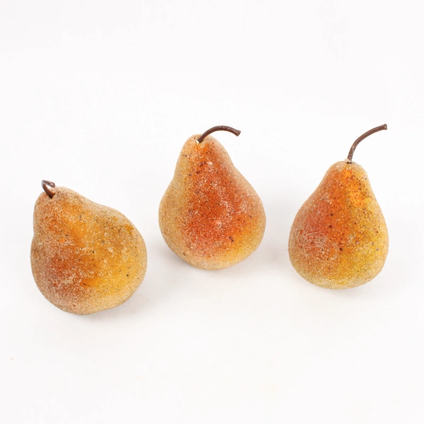 Lot of 5 Lightweight Fake Plastic Fruit for Display, Pear and Apple Glitter Dew