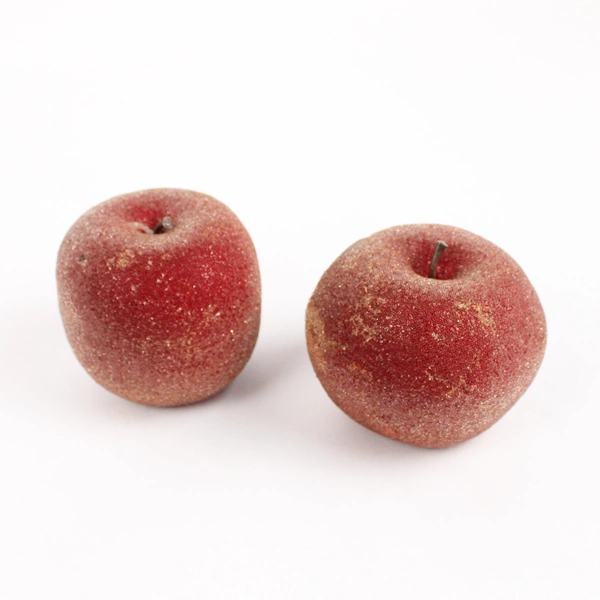 Lot of 5 Lightweight Fake Plastic Fruit for Display, Pear and Apple Glitter Dew