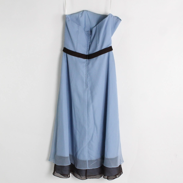 Eden Maids Bridesmaid Strapless Dress Light Blue Cornflower Black Belt Formal