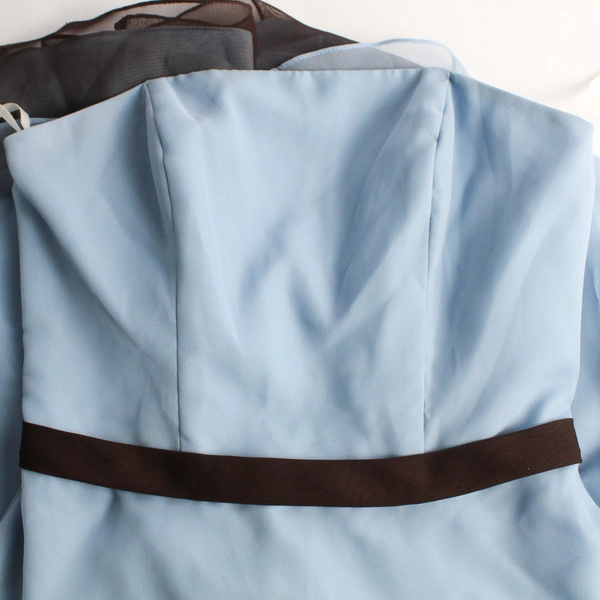 Eden Maids Bridesmaid Strapless Dress Light Blue Cornflower Black Belt Formal