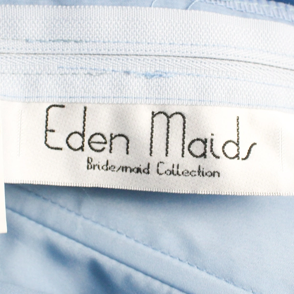 Eden Maids Bridesmaid Strapless Dress Light Blue Cornflower Black Belt Formal
